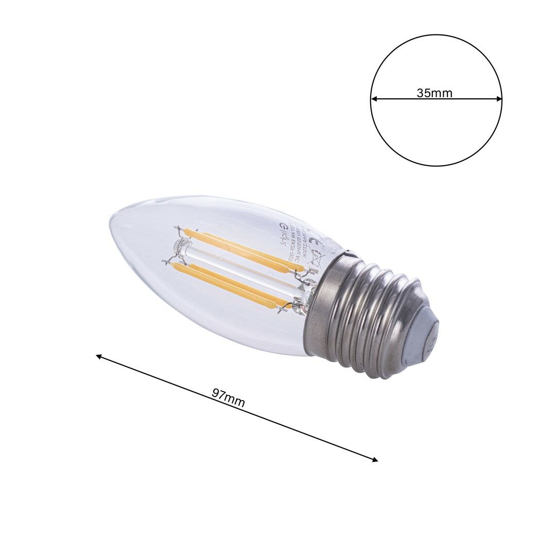 ŻARÓWKA FILAMENTOWA LED 4W C37 E27 2700K