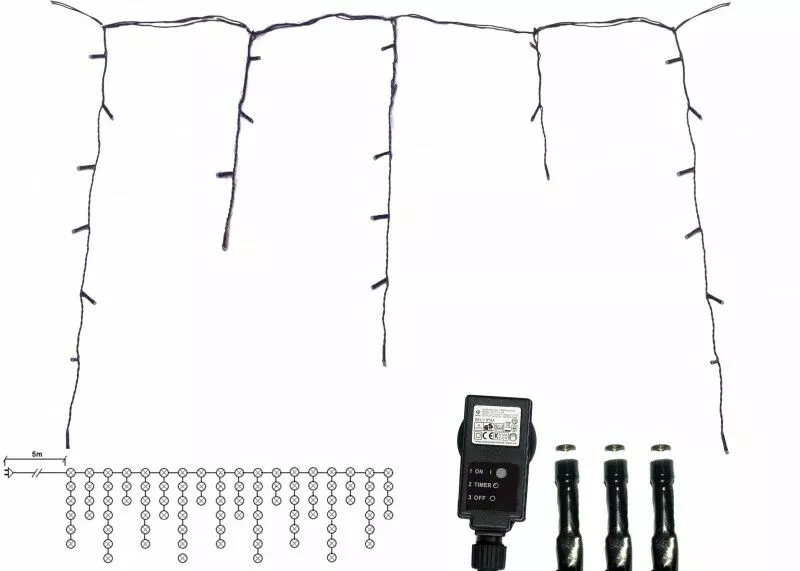 OŚW.CHOIN.LT-500/S/5M/M LED KURTYNA SOPLE ZEWNETRZNA 500 DIOD LED WYL. CZAS. FLASH EFEKT DLUG.PRZEW.5M DLUG.DEKOR. 24,5M MULTIKOLOR OKEJ