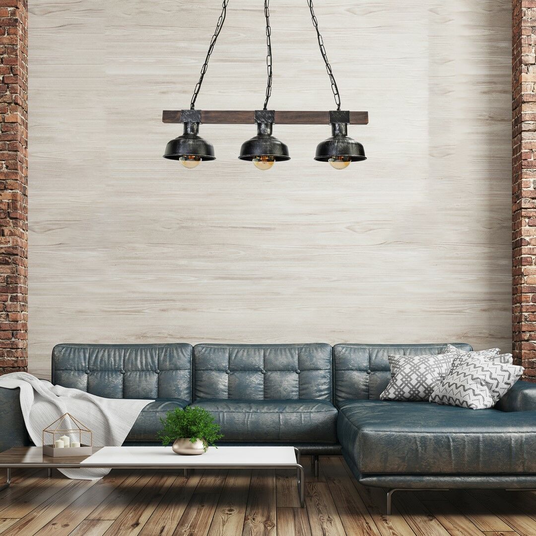 LAMPA WISZĄCA FARO BLACK/WOOD 3XE27