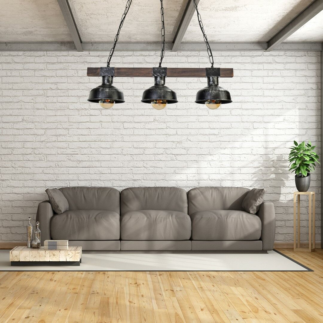 LAMPA WISZĄCA FARO BLACK/WOOD 3XE27