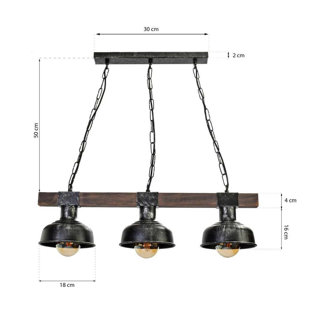 LAMPA WISZĄCA FARO BLACK/WOOD 3XE27
