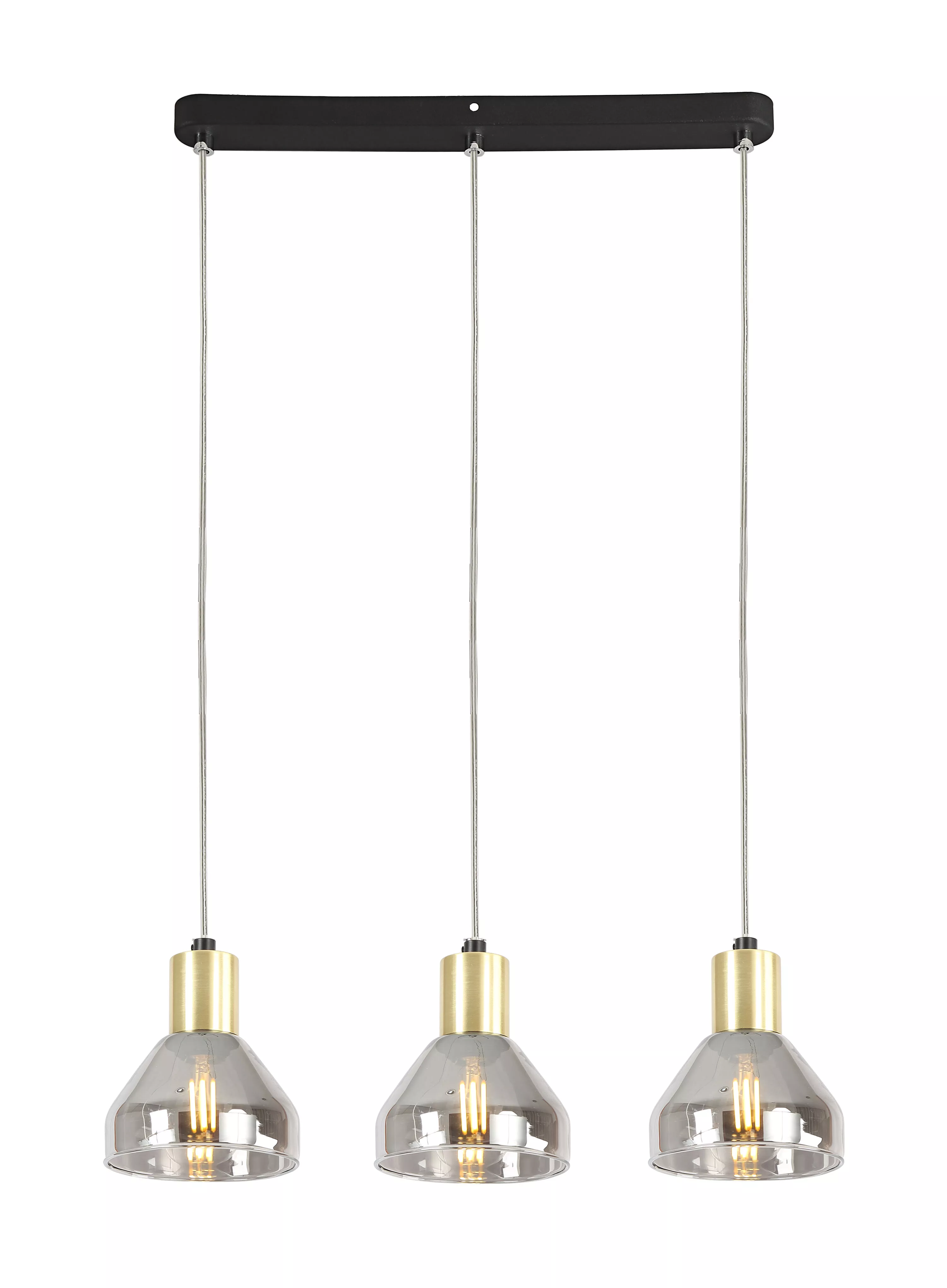 LAMPA WISZĄCA GREGORY CZARNY BRĄZ 3X40W E14 KLOSZ DYMIONY