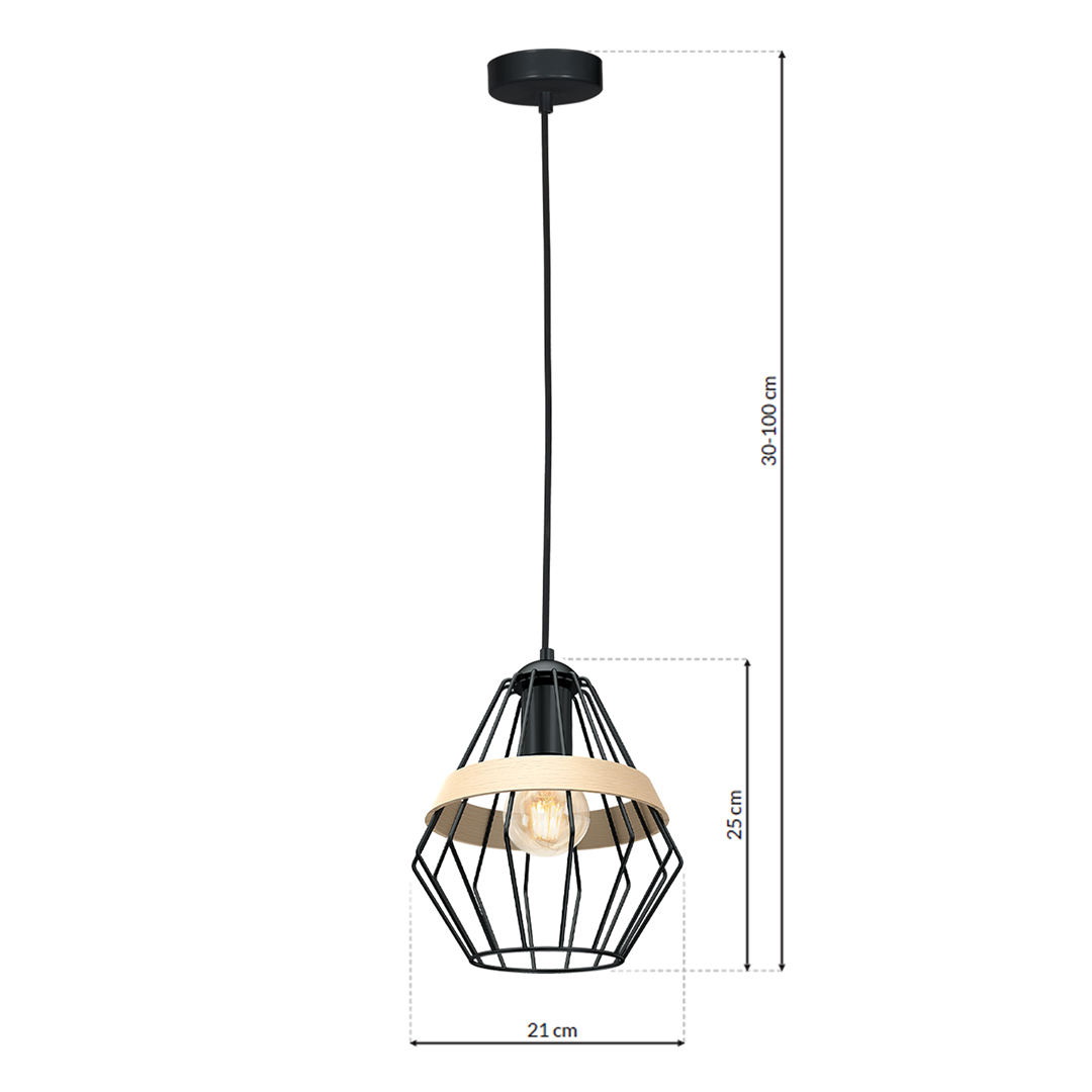 LAMPA WISZĄCA CLIFF BLACK 1XE27