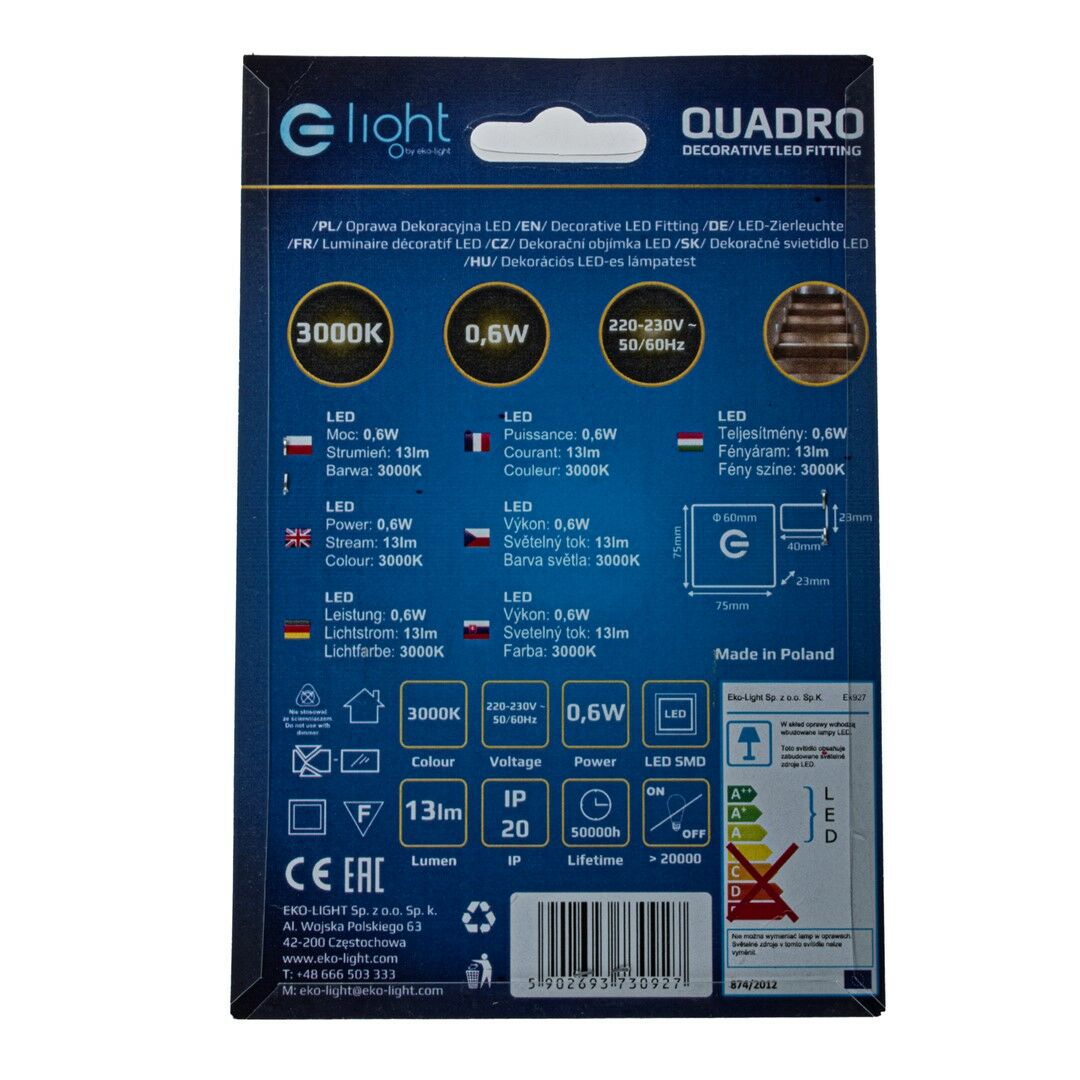 QUADRO BARWA CIEPŁA 3000K