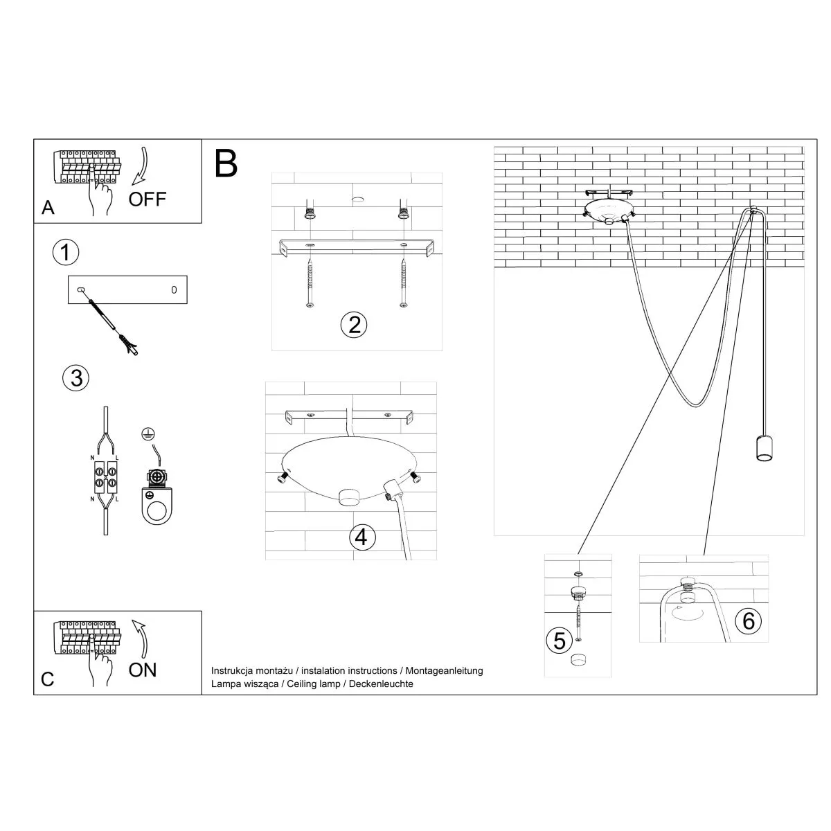 LAMPA WISZĄCA EDISON 1 LONG CZARNY