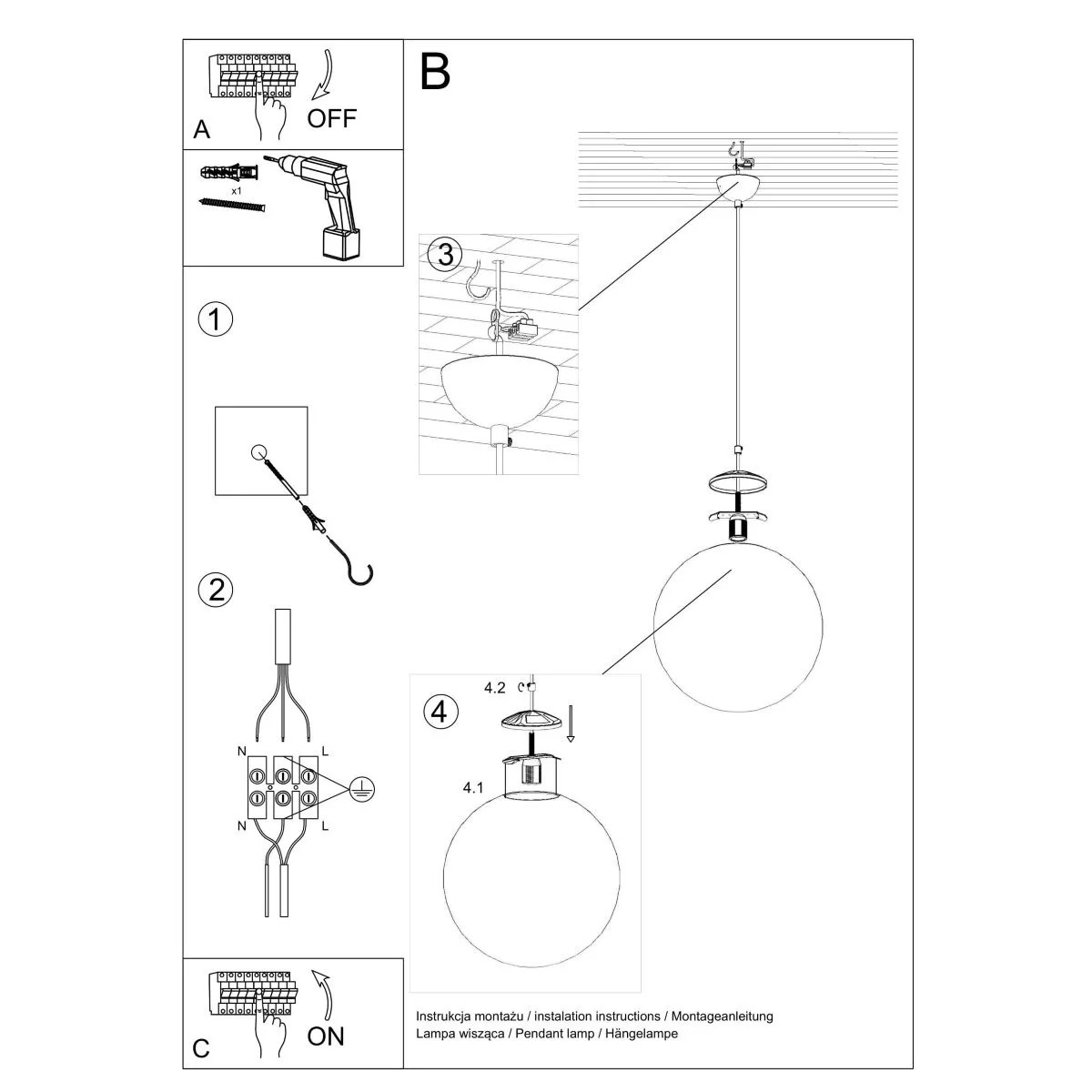 LAMPA WISZĄCA UGO 20 CHROM