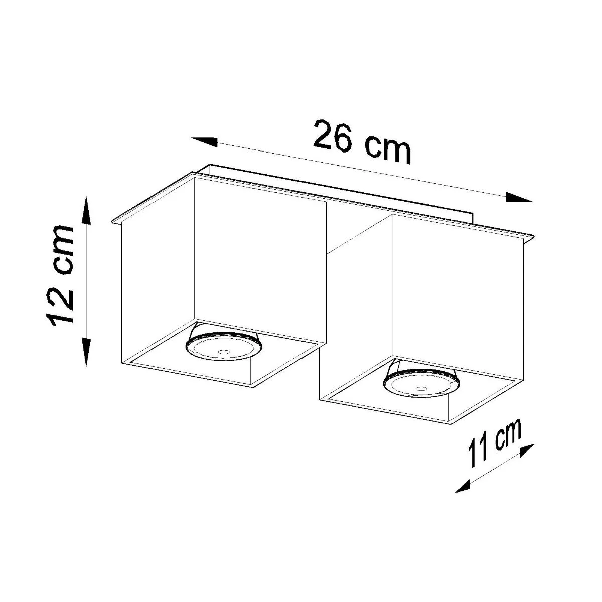 PLAFON QUAD 2 CZARNY