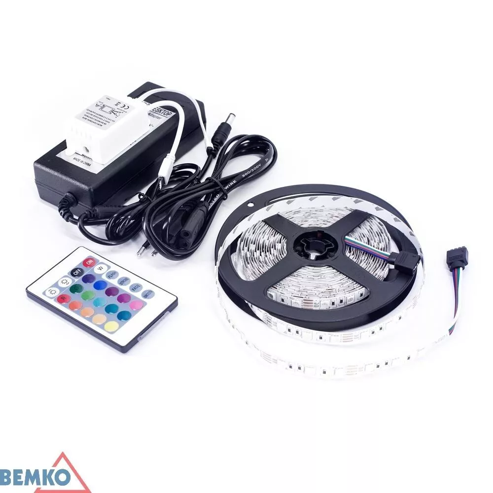 TASMA LED 12V 12V+STEROWNIK 72W DC 5050 300LED/5M IP65 MULTIKOLOR D87-ZW-5050-300-IP65-RGB