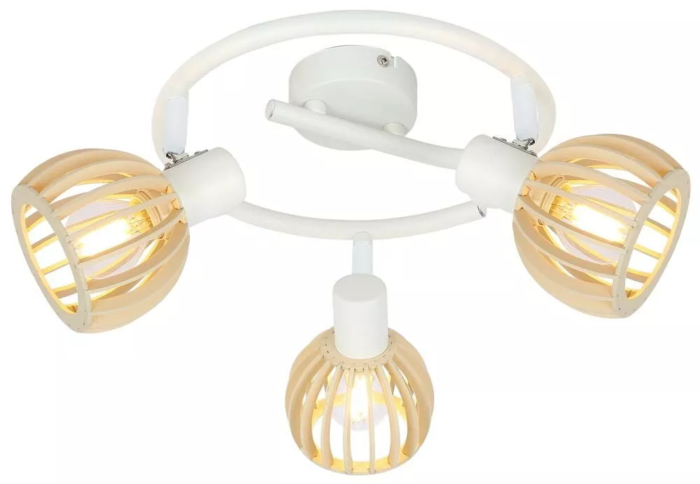 ATARRI LAMPA SUFITOWA SPIRALA 3X25W E14 BIAŁY+DREWNO