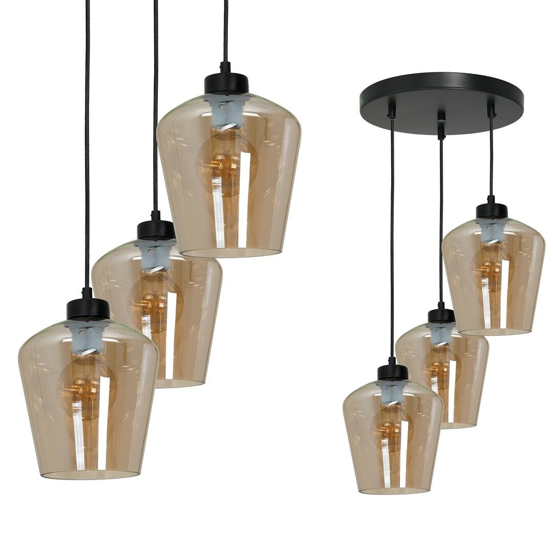 LAMPA WISZĄCA SANTIAGO AMBER 3XE27
