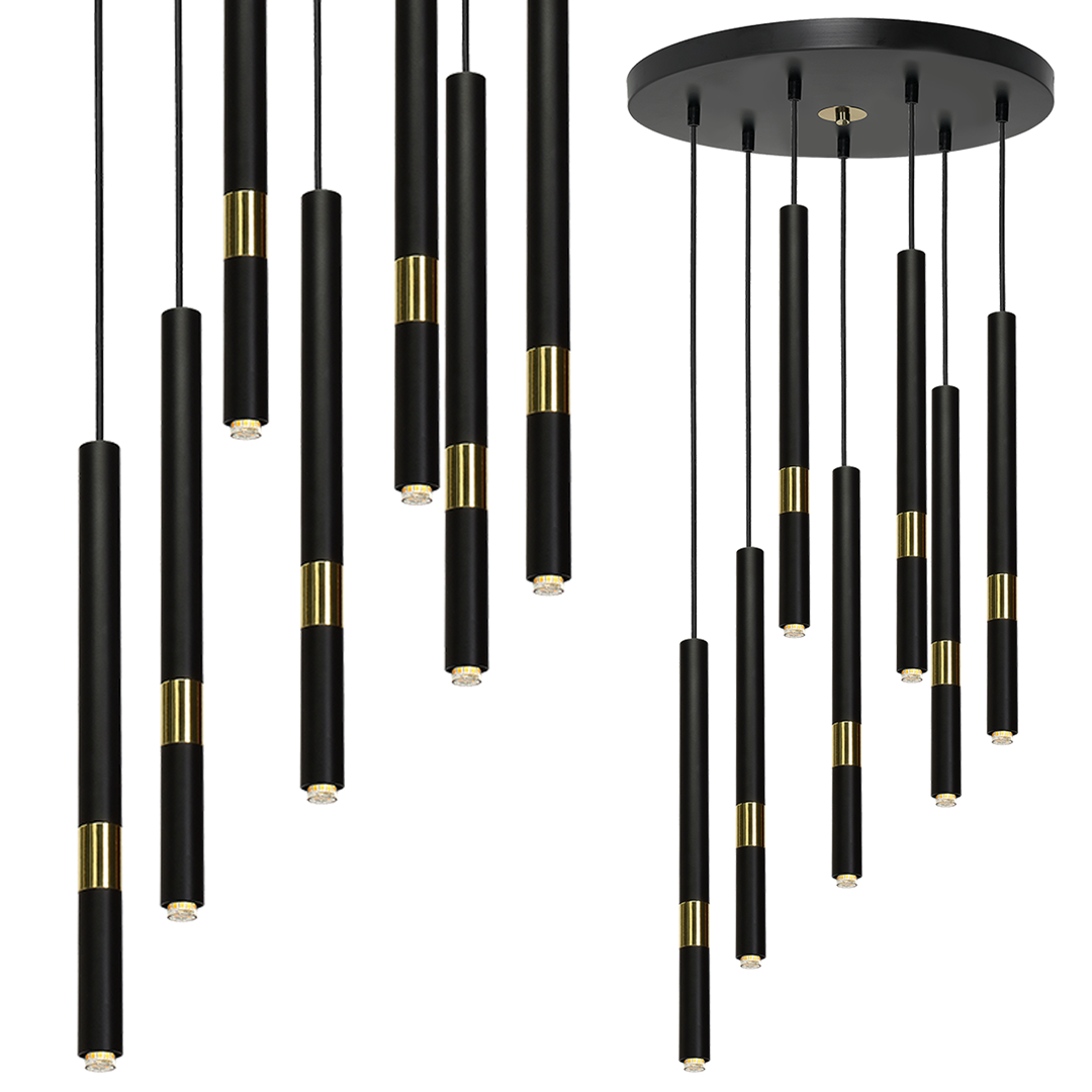 LAMPA WISZĄCA MONZA BLACK/GOLD 7XG9 8W