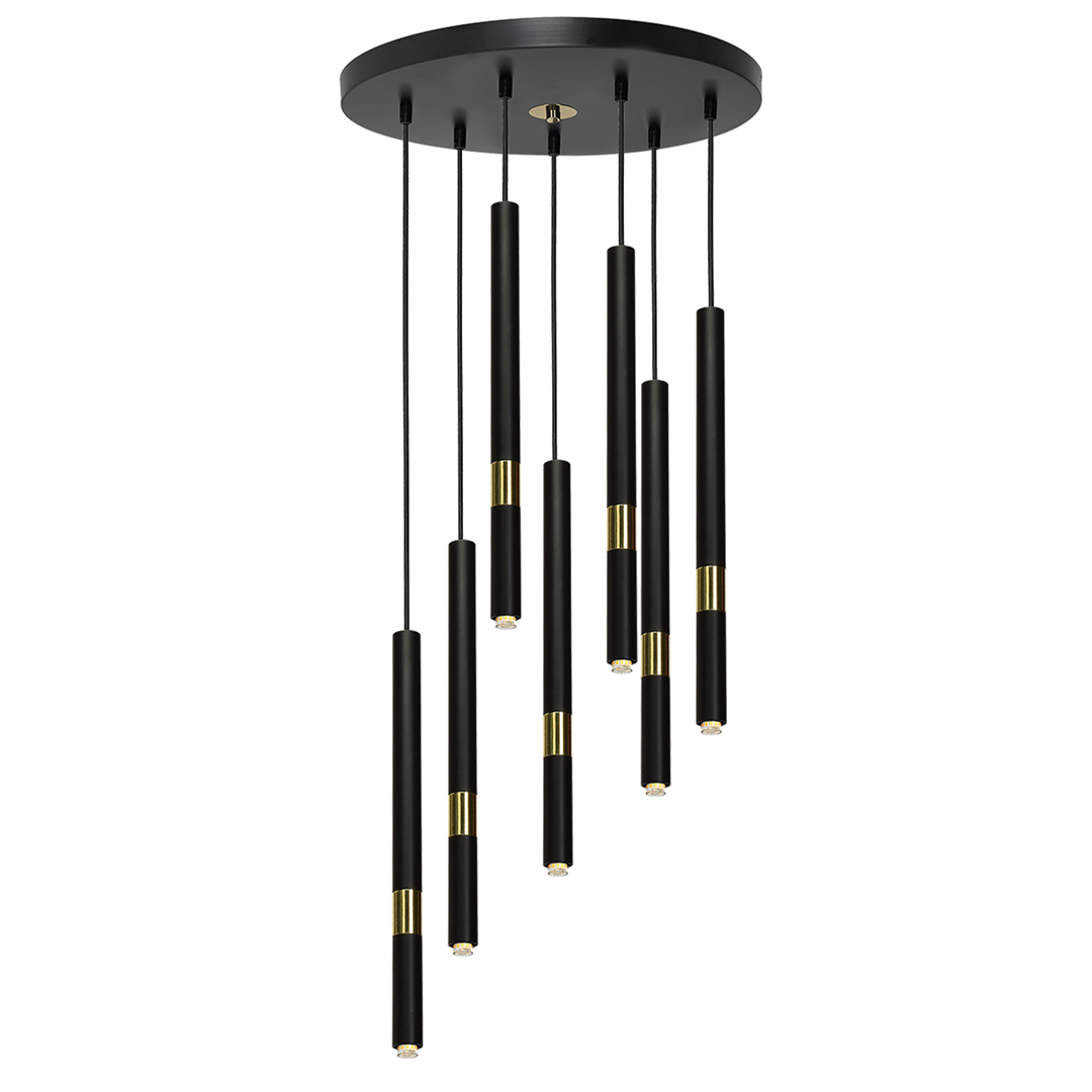 LAMPA WISZĄCA MONZA BLACK/GOLD 7XG9 8W