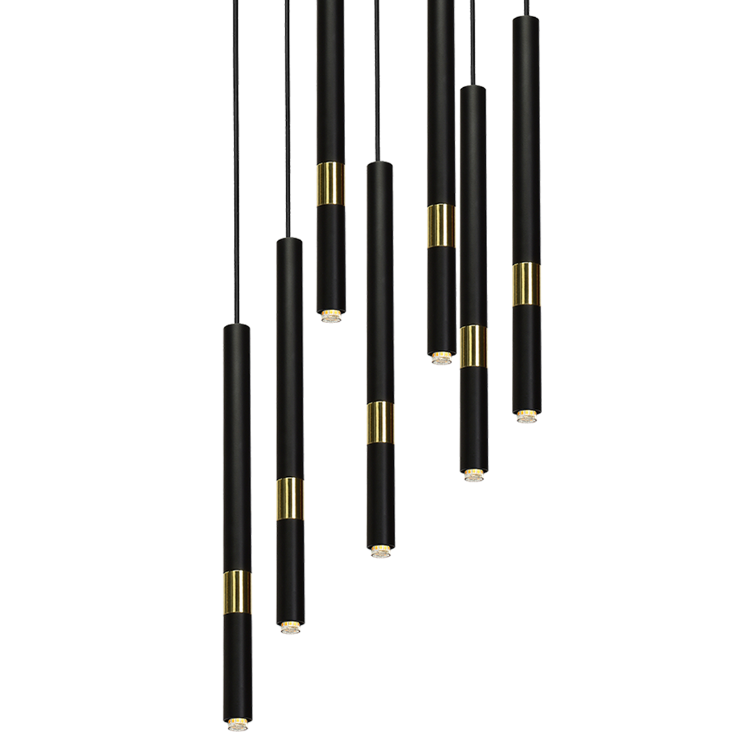 LAMPA WISZĄCA MONZA BLACK/GOLD 7XG9 8W