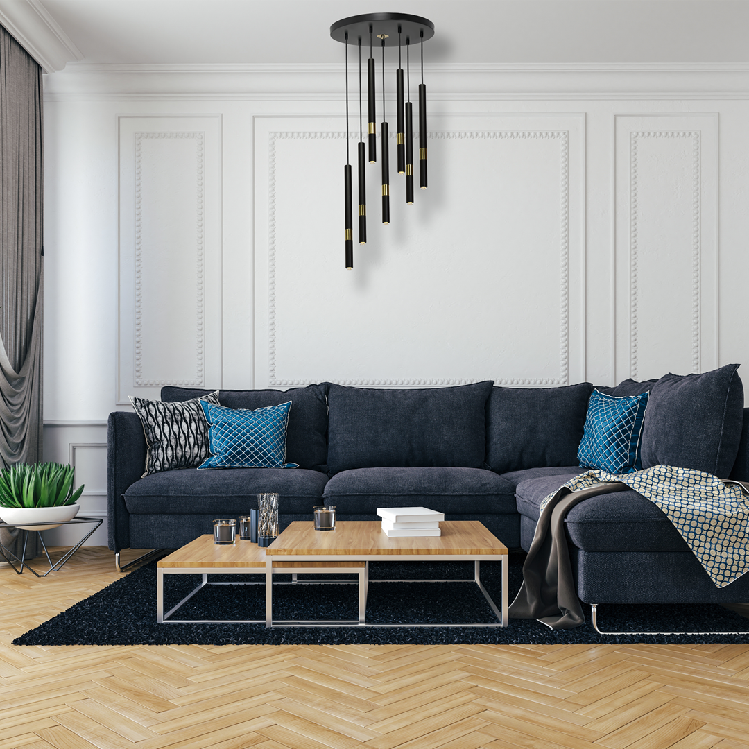 LAMPA WISZĄCA MONZA BLACK/GOLD 7XG9 8W