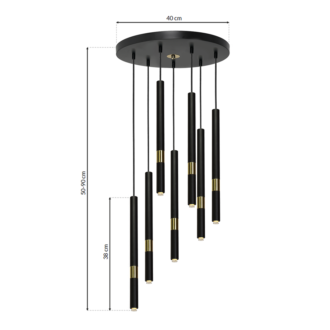 LAMPA WISZĄCA MONZA BLACK/GOLD 7XG9 8W