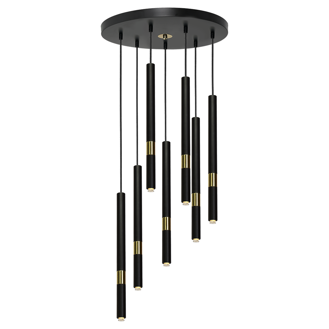 LAMPA WISZĄCA MONZA BLACK/GOLD 7XG9 8W