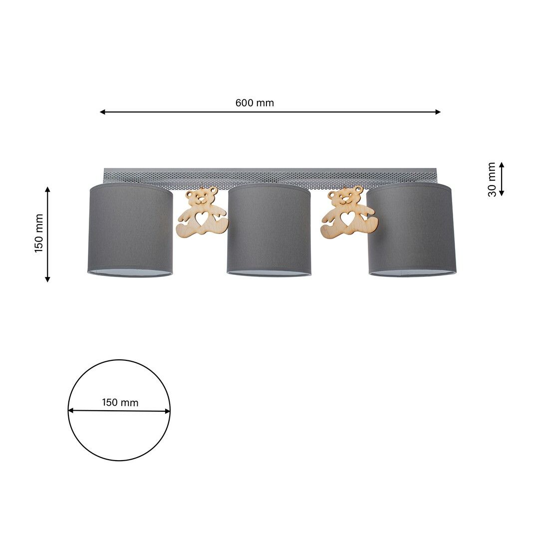 LAMPA SUFITOWA MIŚ 3XE27