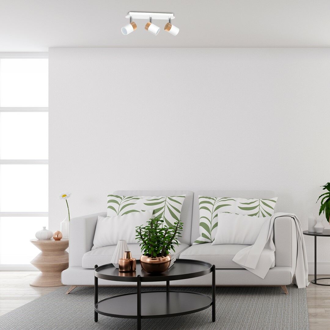 LAMPA SUFITOWA JOKER WHITE/WOOD 3XGU10