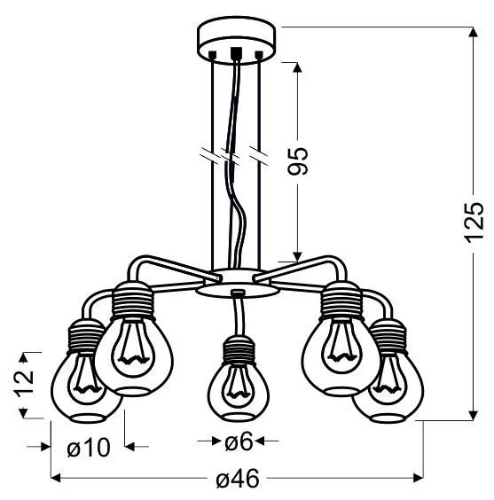 Lampa wisząca Gliva 5 60W E27 Chrom 35-58669 Candellux
