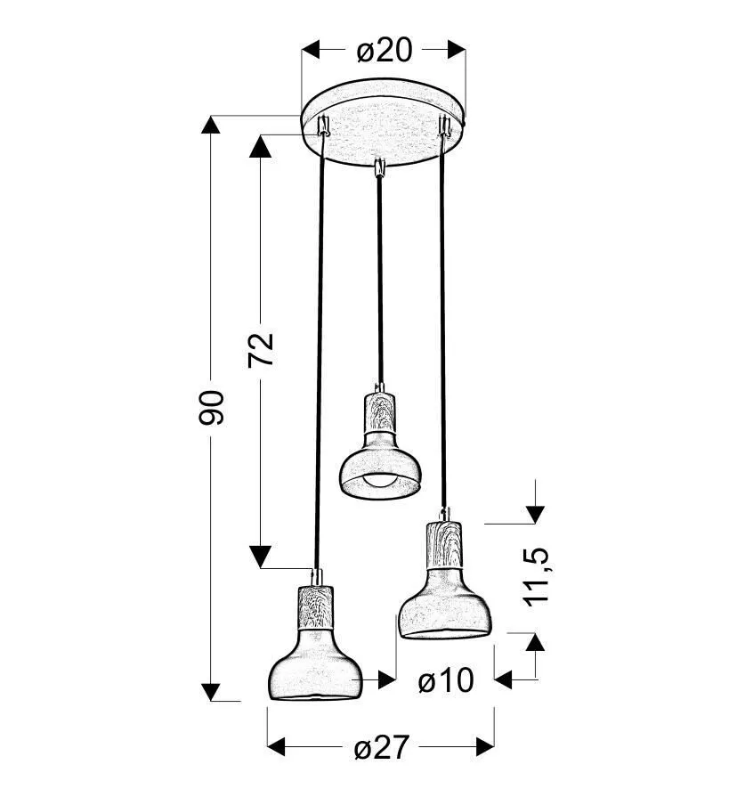 Lampa wisząca Puerto 3 40W Biała 33-62635 Candellux