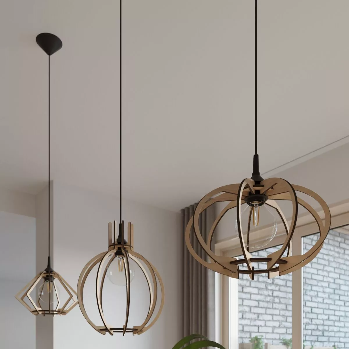 LAMPA WISZĄCA MANDELINO NATURALNE DREWNO
