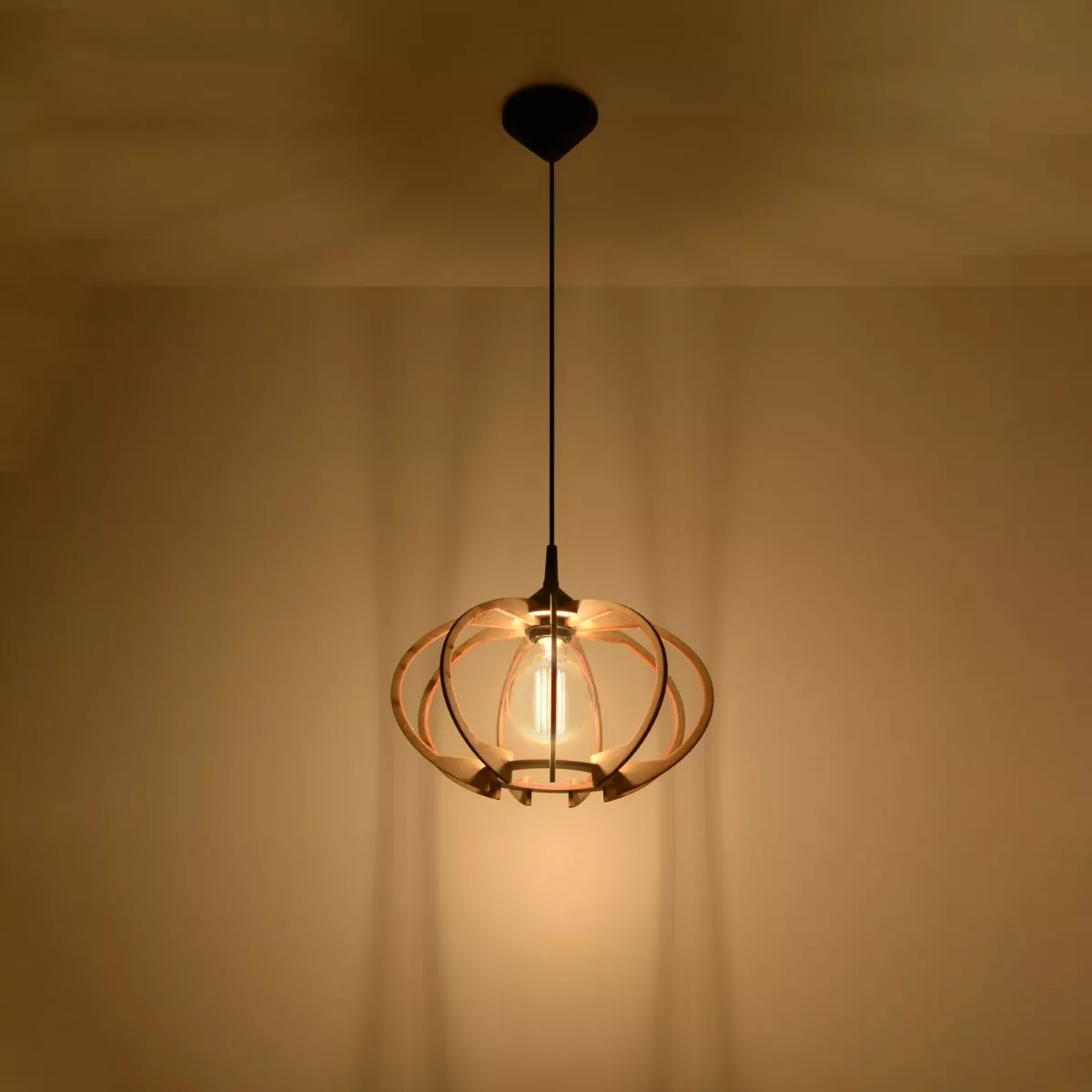 LAMPA WISZĄCA MANDELINO NATURALNE DREWNO
