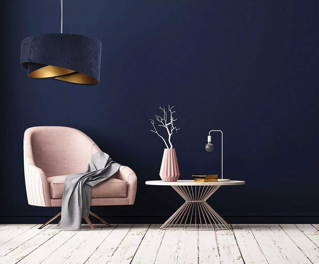 Asymetryczna lampa wisząca Galaxy Granatowa/złota 060-044 BPS Koncept