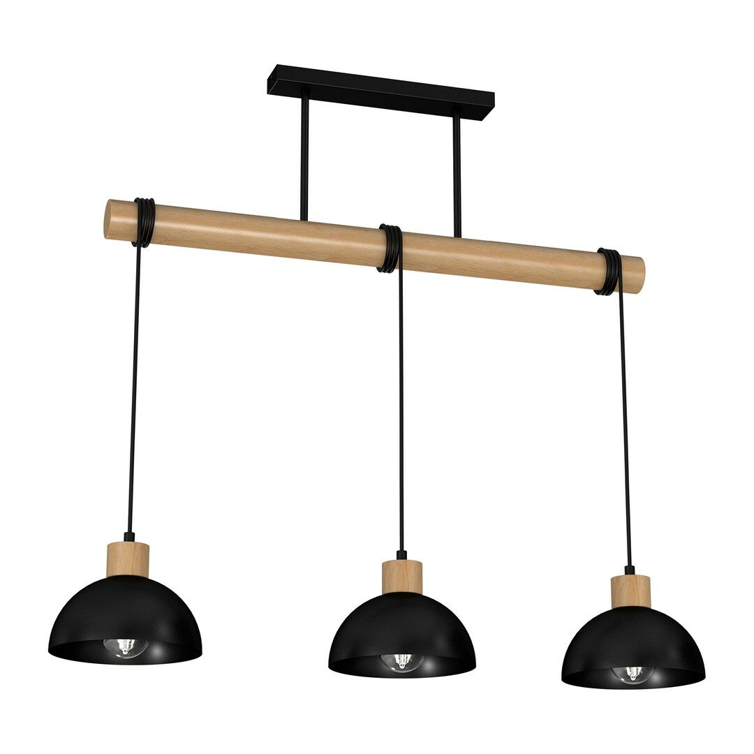 LAMPA WISZĄCA ERIK BLACK/WOOD 3XE27