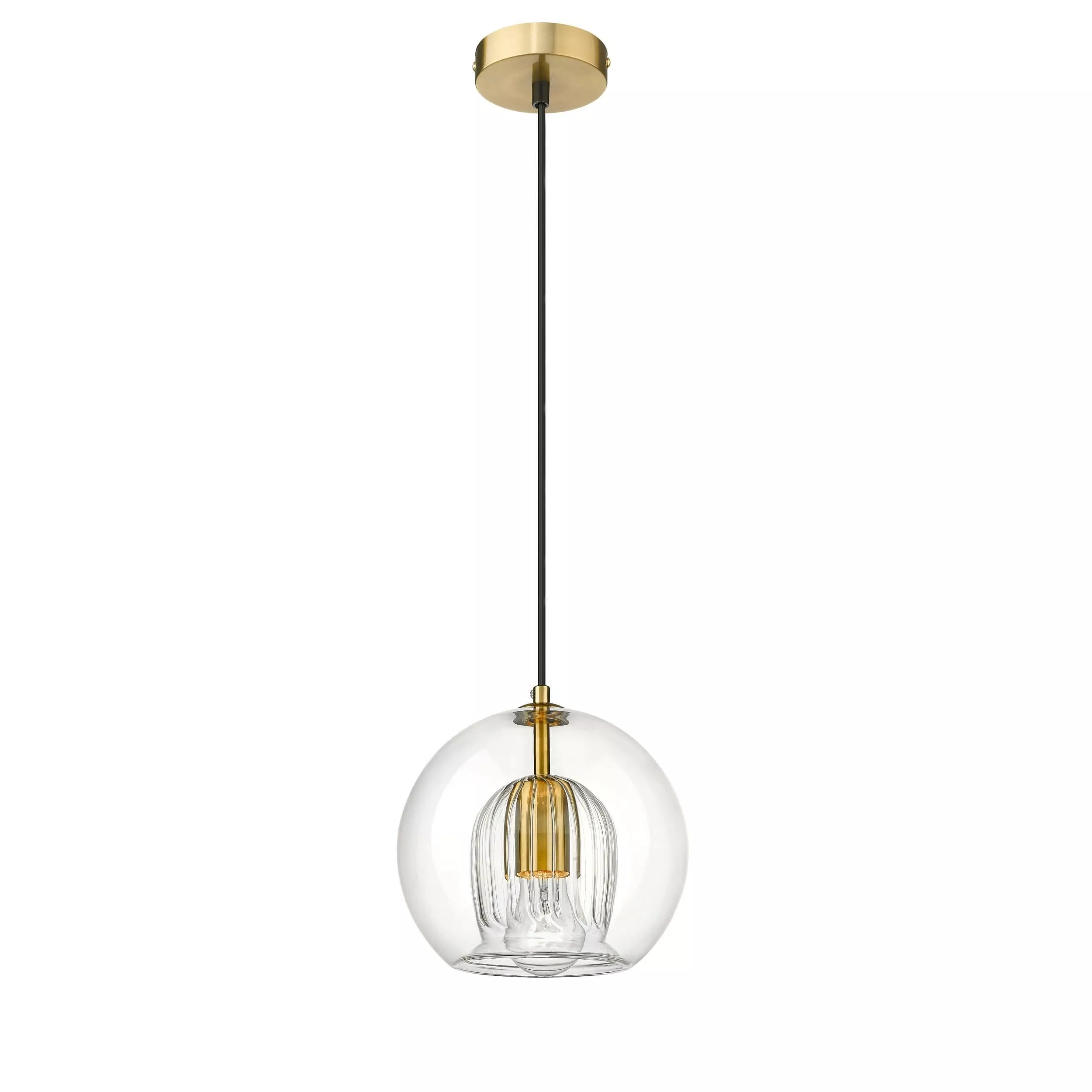 LAMPA WISZĄCA ARETTE 1XE27 ZŁOTA/TRANSPARENTNA LP-133/1P