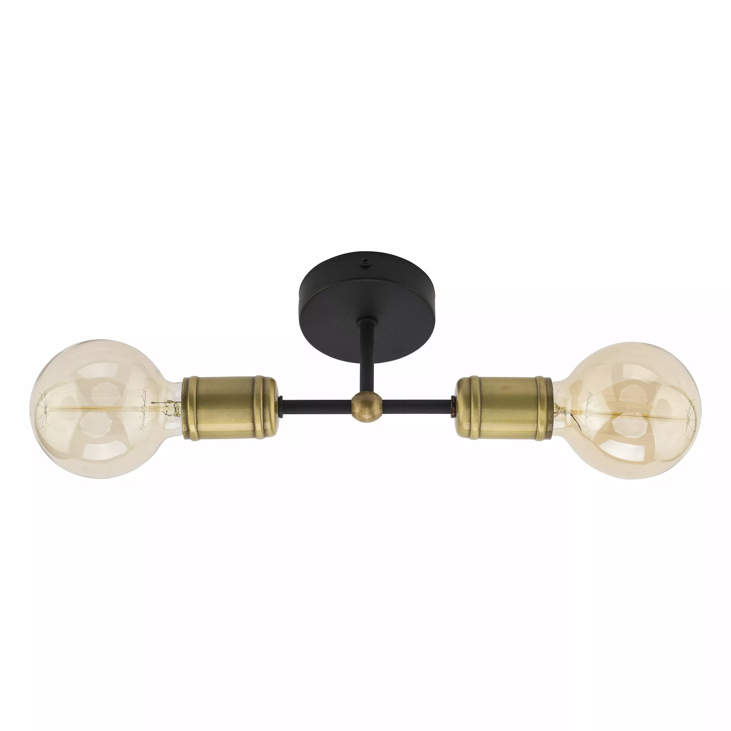 RETRO LAMPA SUFITOWA 2 PŁ CZARNA / PATYNA