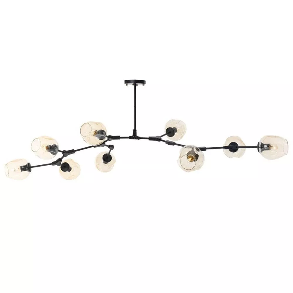 LAMPA WISZĄCA MODERN ORCHID-9 BURSZTYNOWO CZARNA 150 CM