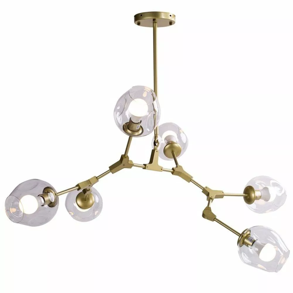 LAMPA WISZĄCA MODERN ORCHID-6 ZŁOTO TRANSPARENTNA 130 CM