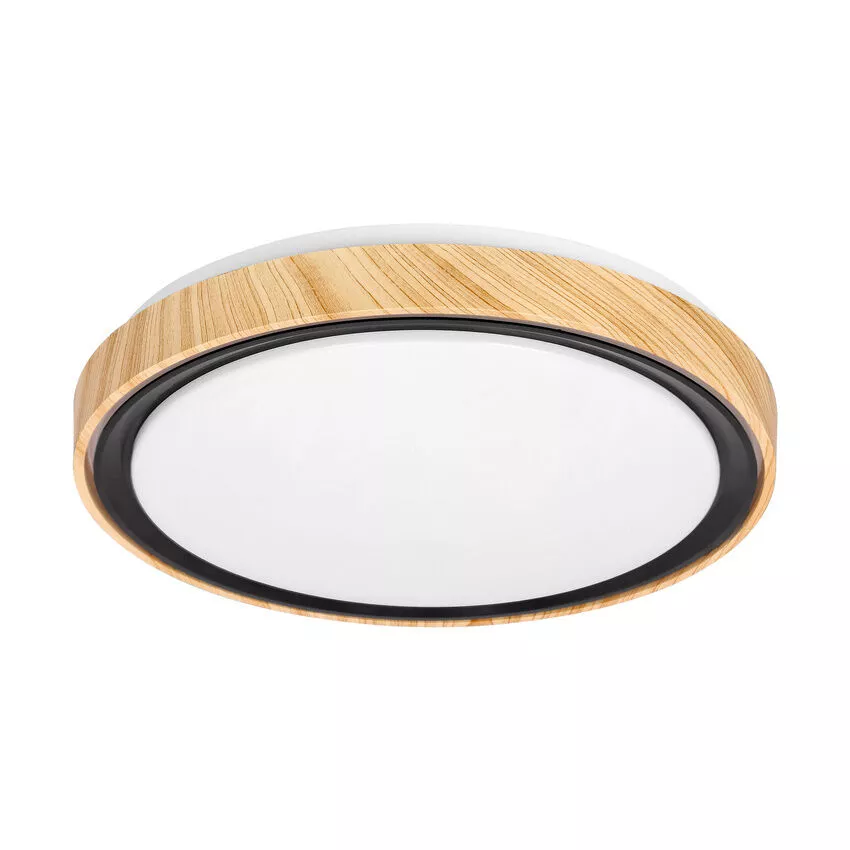 ALFO lampa sufitowa plafon drewn+czarny 24W LED 3000/4000/6000K 38cm klosz biały