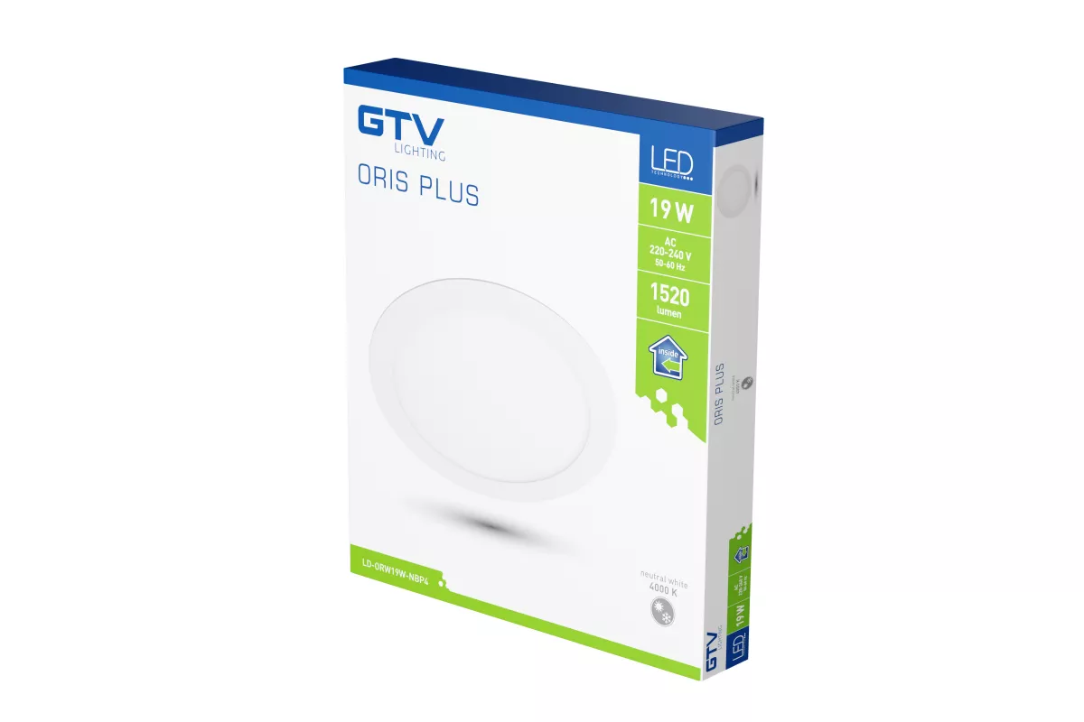 GTV OPRAWA LED ORIS PLUS DOWNLIGHT IP44 19W 1520LM AC220-240V 50/60HZ 120ST. 4000K WPUSZCZANA BIALY LD-ORW19W-NBP4