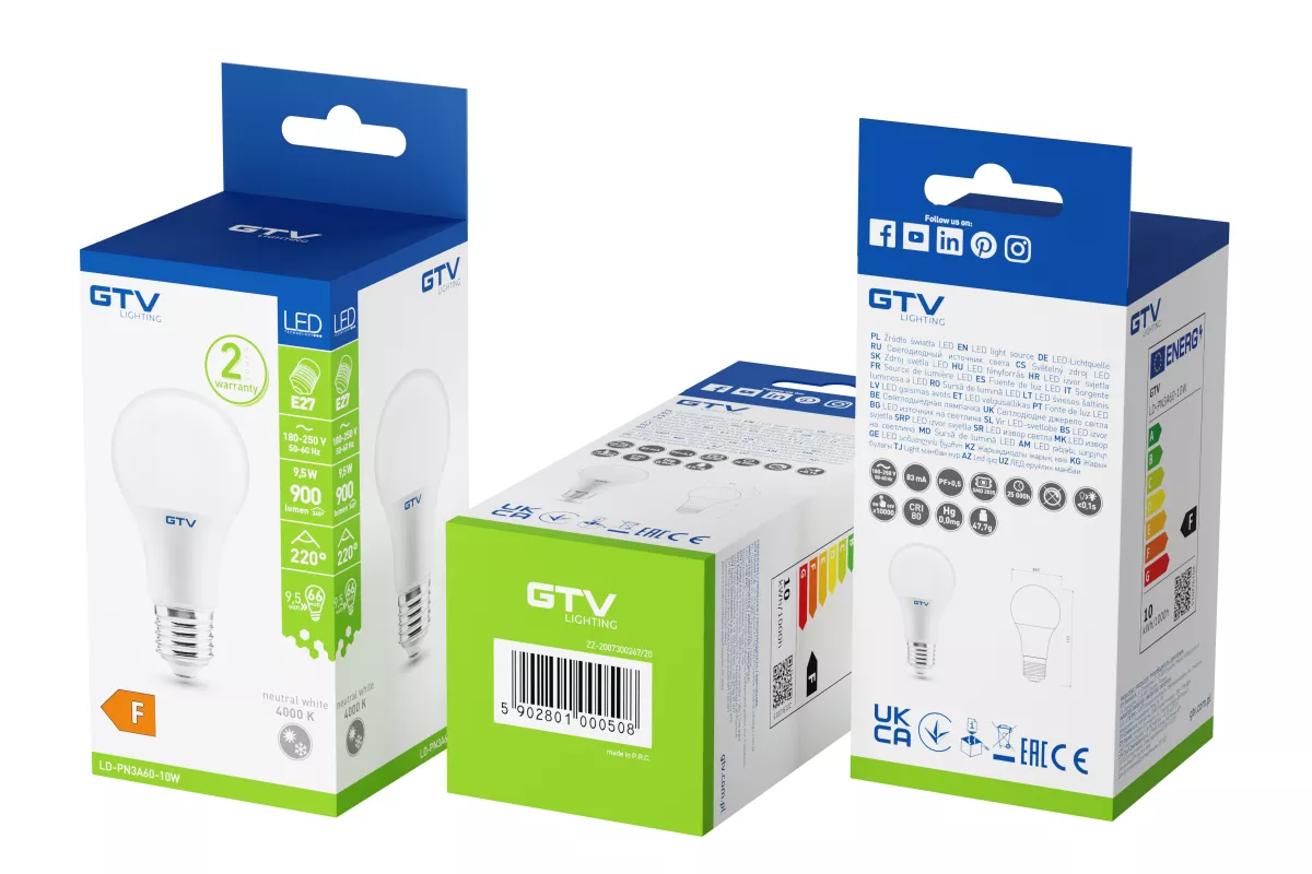 LED.E27 230V/10W 840LM 4000K A60 KAT220ST SMD2835 LD-PN3A60-10W GTV