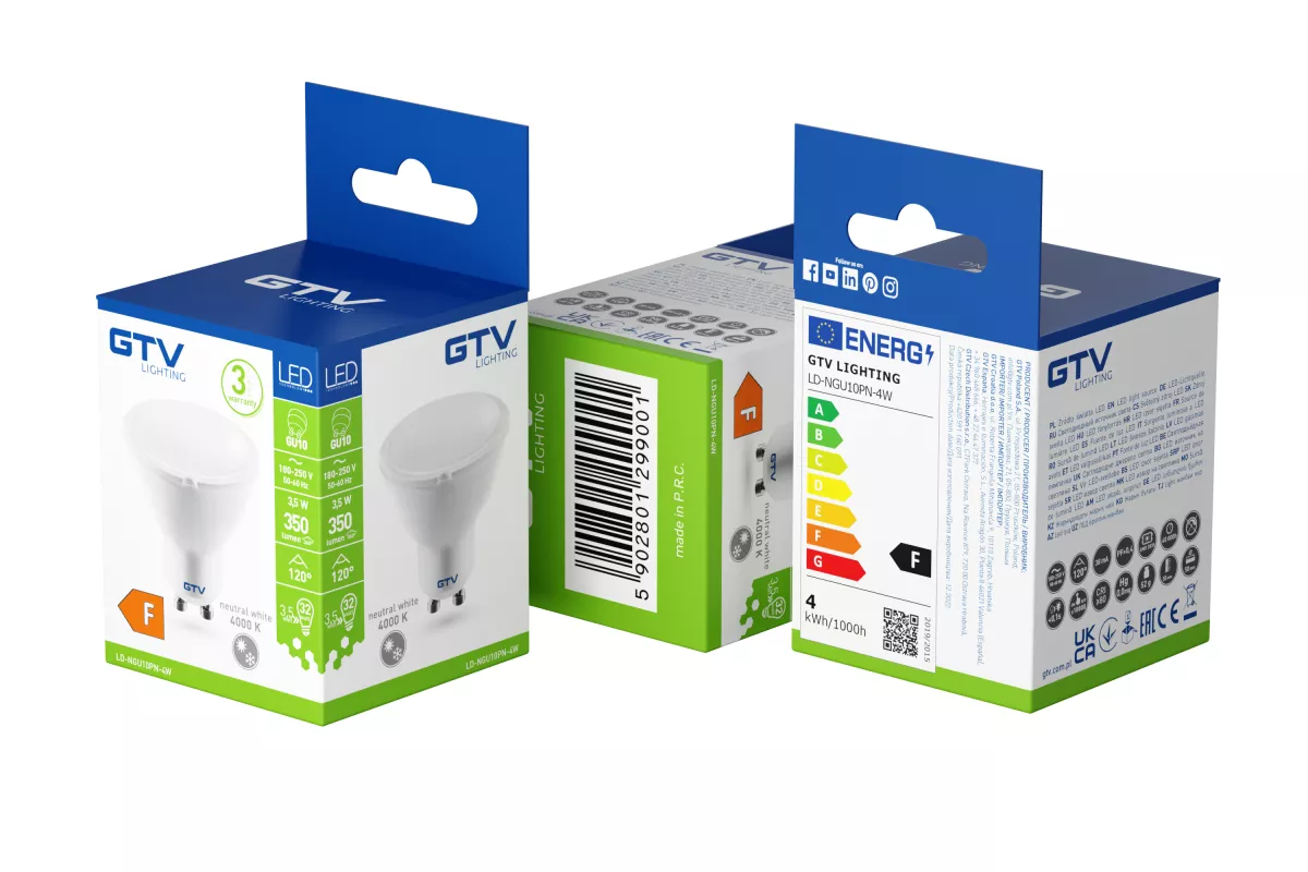 Żarówka LED GU10 230V/4W 300LM 4000K GTV 120ST LD-NGU10PN-4W