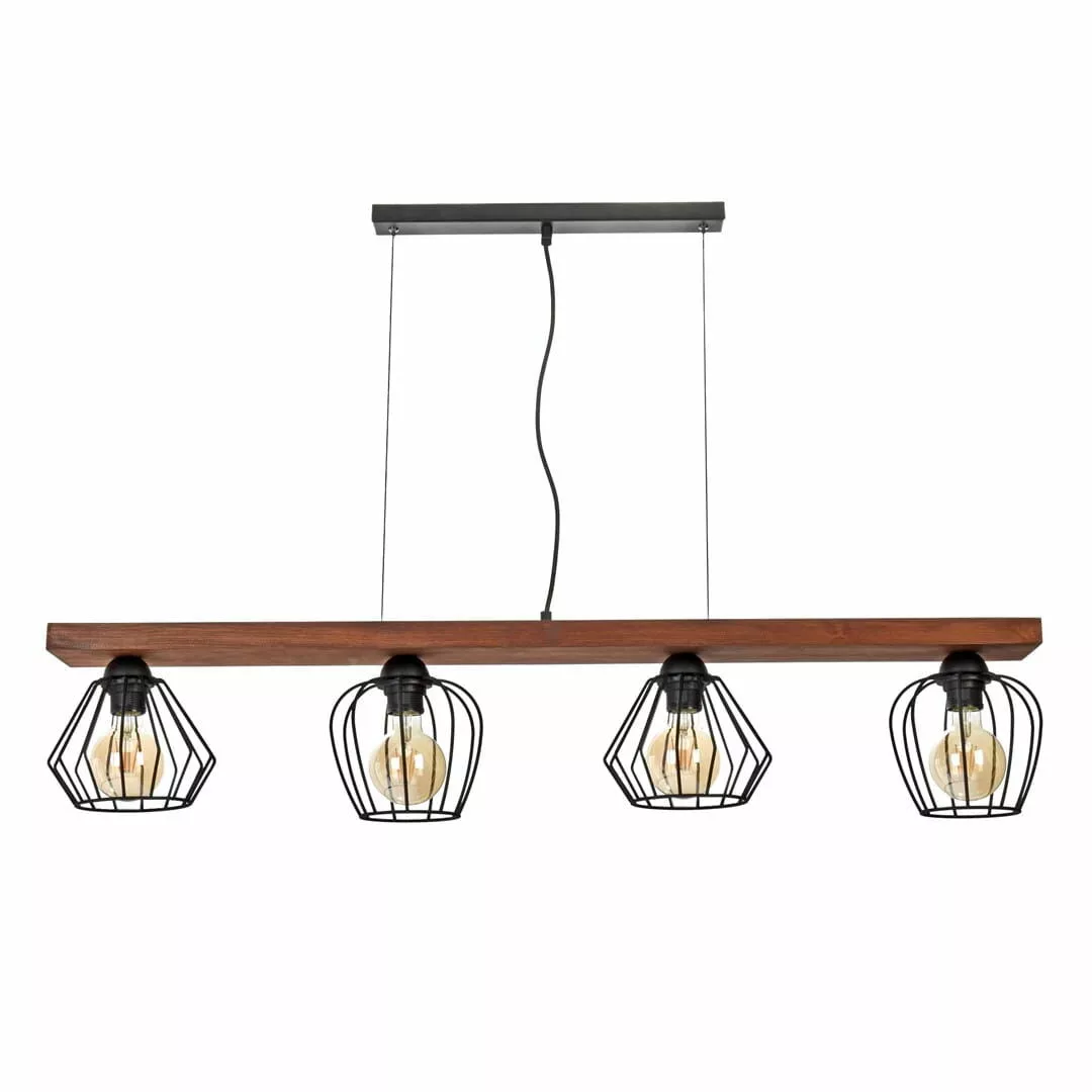 LAMPA WISZĄCA OZZY BLACK / WOOD 4XE27 60W