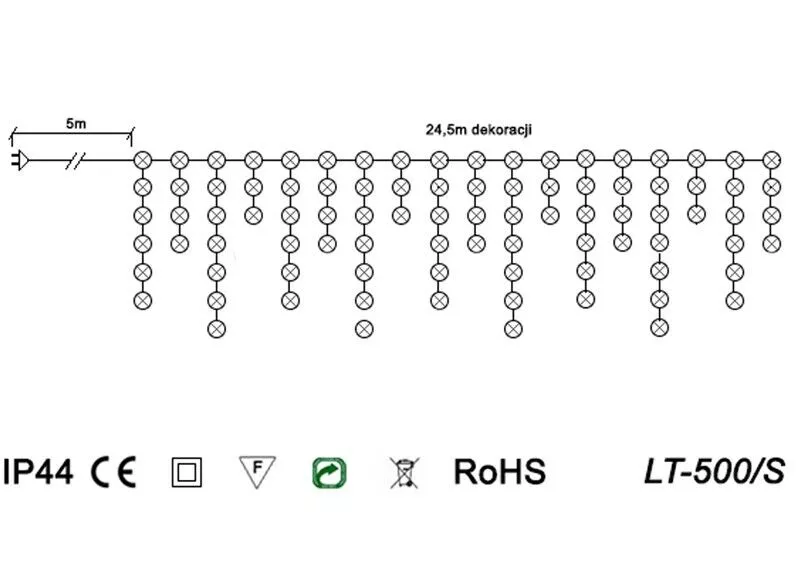 OŚW.CHOIN.LT-500/S/M LED KURTYNA SOPLE ZEWNETRZNA 24,5MB Z TIMEREM 8H MULTIKOLOR