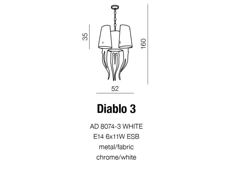 Lampa wisząca Diablo 3 Biała AZ0028 Azzardo