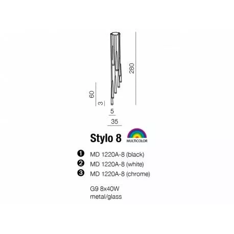 Lampa Wisząca Stylo 8 Biała AZ0209