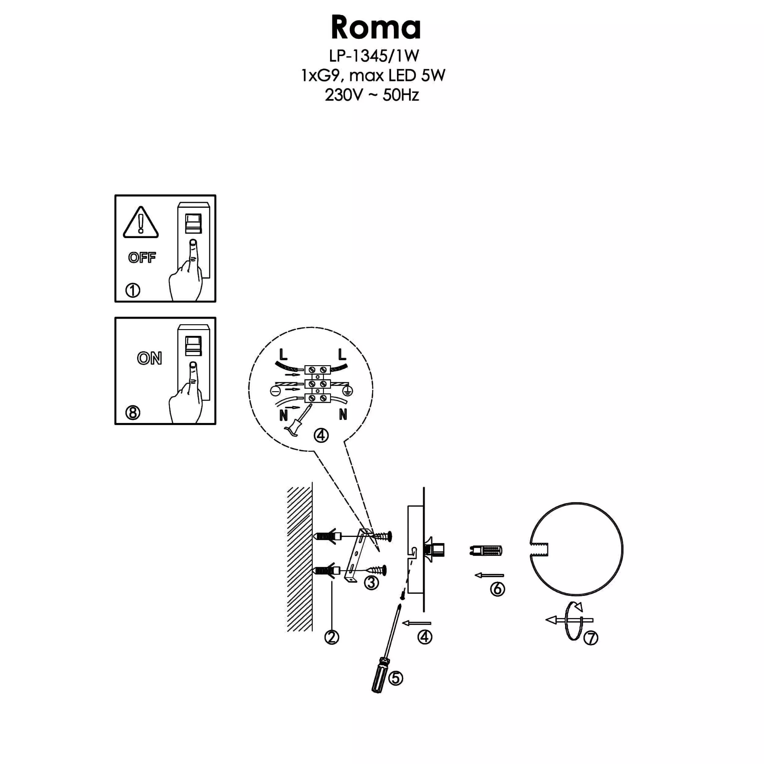 Kinkiet Roma czarny 1xG9 Kinkiet Roma czarny 1xG9