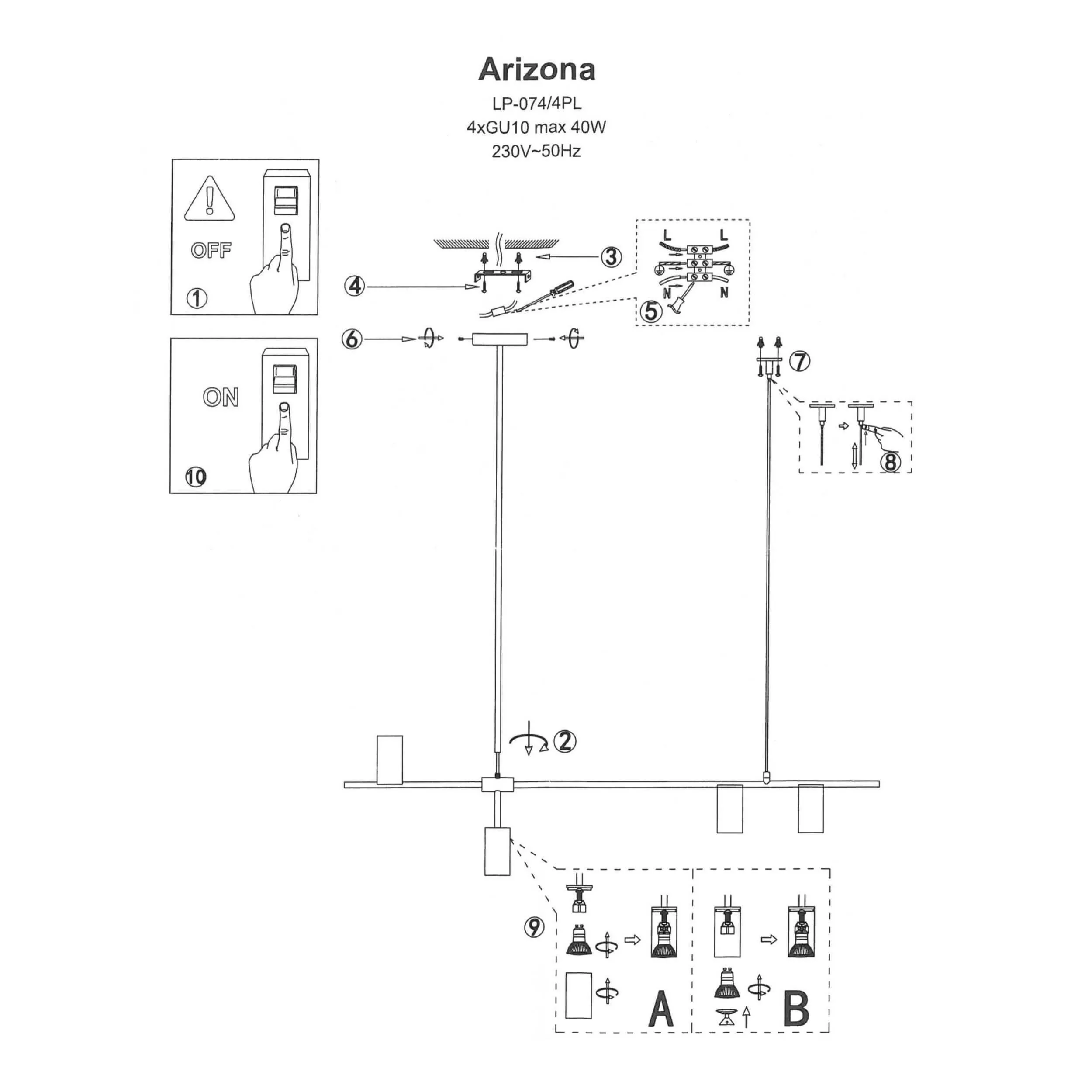 Lampa wisząca Arizona czarno - złota 4xGU10 Lampa wisząca Arizona czarno - złota 4xGU10