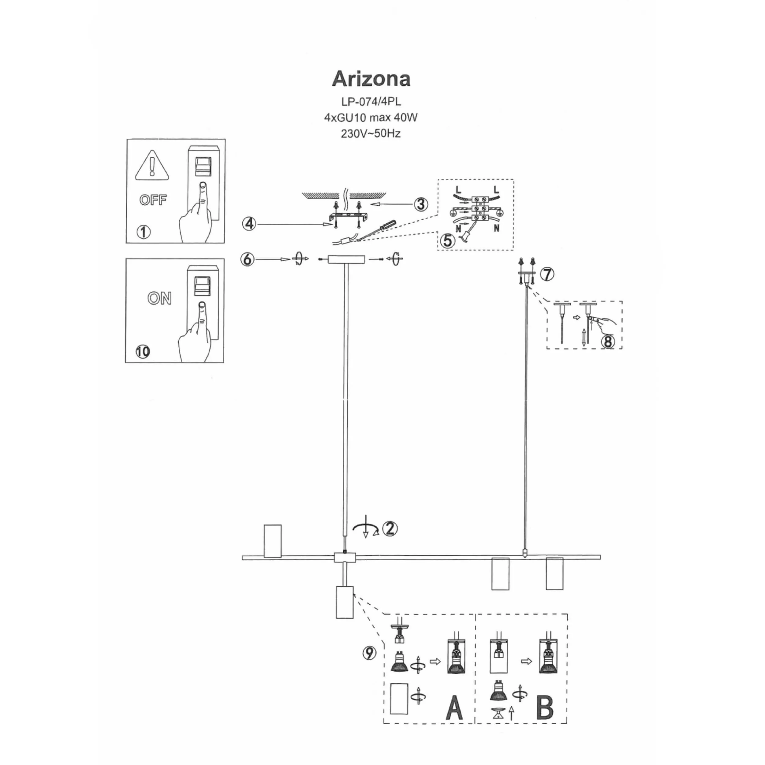 Lampa wisząca Arizona czarno - złota 6xGU10 Lampa wisząca Arizona czarno - złota 6xGU10
