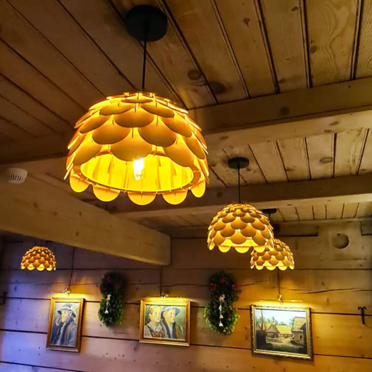 Lampa wisząca Burgo duża drewniana 1xE27 Lampa wisząca Burgo duża drewniana 1xE27