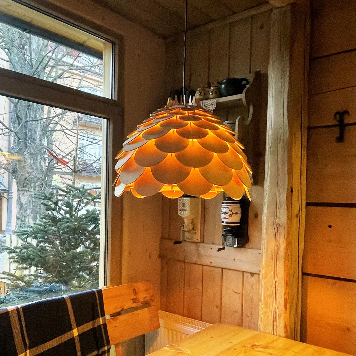 Lampa wisząca Burgo duża drewniana 1xE27 Lampa wisząca Burgo duża drewniana 1xE27