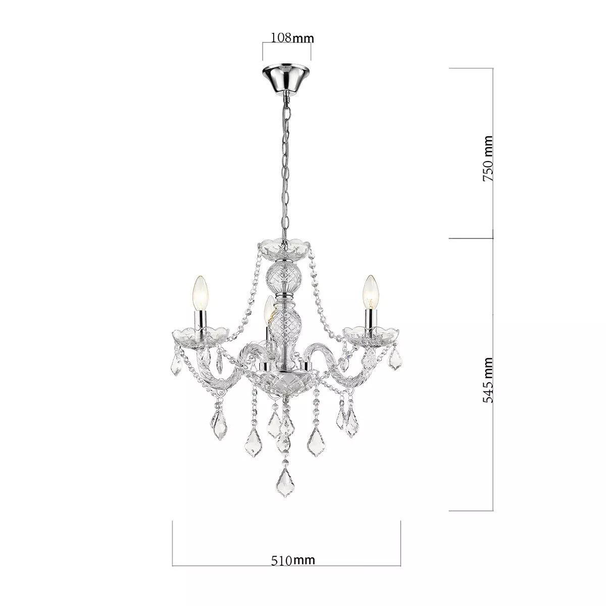 Lampa wisząca Cristallo srebrna 3xE14 Lampa wisząca Cristallo srebrna 3xE14