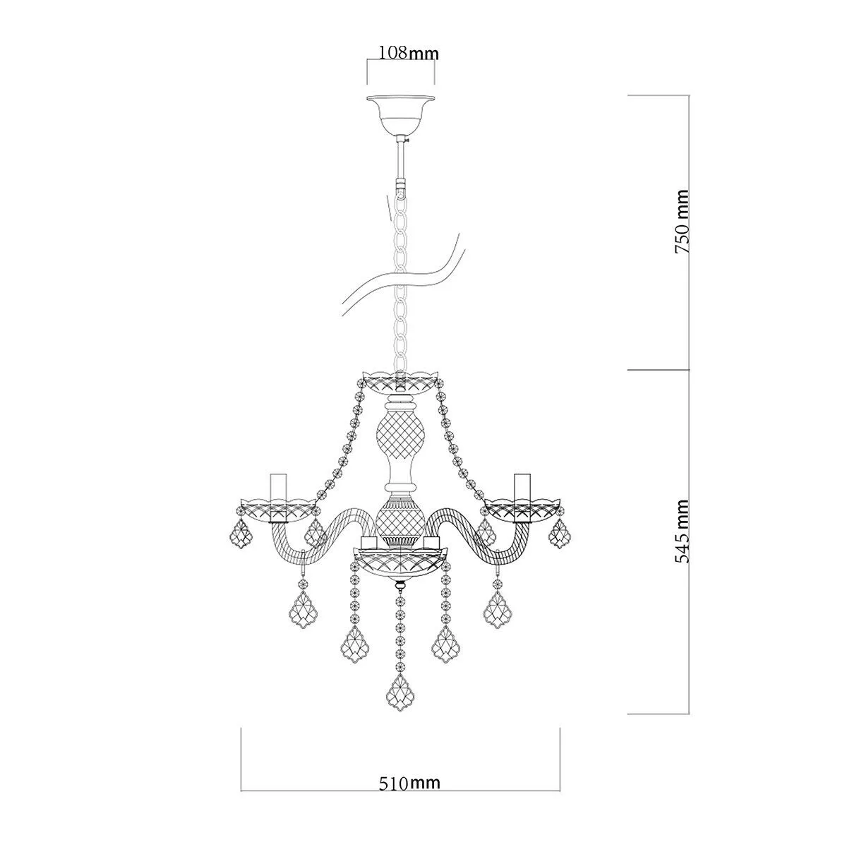 Lampa wisząca Cristallo srebrna 3xE14 Lampa wisząca Cristallo srebrna 3xE14