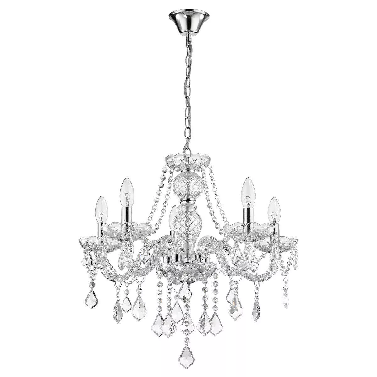 Lampa wisząca Cristallo srebrna 5xE14 Lampa wisząca Cristallo srebrna 5xE14