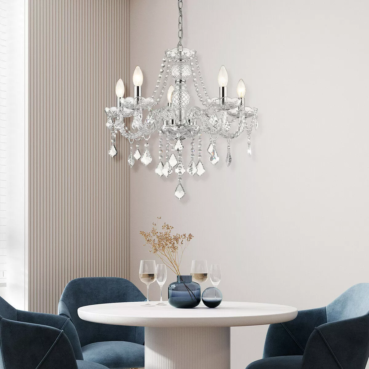 Lampa wisząca Cristallo srebrna 5xE14 Lampa wisząca Cristallo srebrna 5xE14