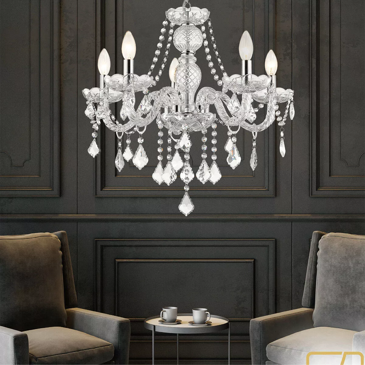 Lampa wisząca Cristallo srebrna 5xE14 Lampa wisząca Cristallo srebrna 5xE14